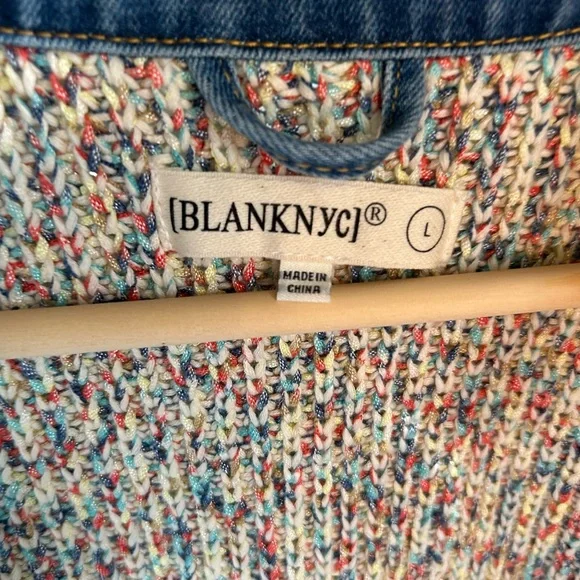 Blank NYC Colorful Knit and Denim Jean Jacket - Picture 2 of 4